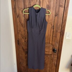 J. Crew Navy and Black Checkered Midi Dress